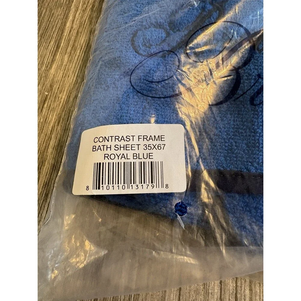NWT Brooks Brothers Contrast Frame Bath Sheet 35X67 Royal Blue